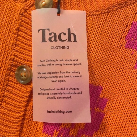 NWT Tach Vera Floral Knit Cardigan Button Front Size Small Orange Pink Y2K - Picture 12 of 16